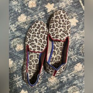 Rothy's Leopard Print Flats with Red Trim